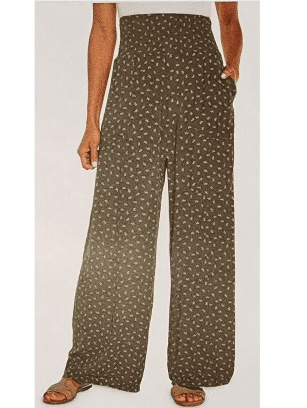 Three Dots Ditsy Floral Wide Leg Flowy Pants